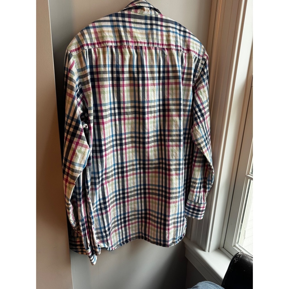 Tailorbyrd plaid striped button down oxford shirt pink‎ gingham flip sleeves. L - Picture 2 of 7